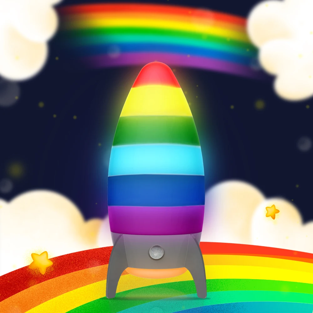 Creative Gift High Quality Small Rocket Table Lamp  Kids Rainbow Rocket Night Light Lamp