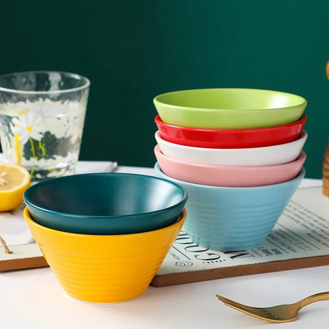 New Design Ceramic Large Soup Bowl Household Color Porcelain Ramen Bowl Big Creative Ceramic Noodle Bowl