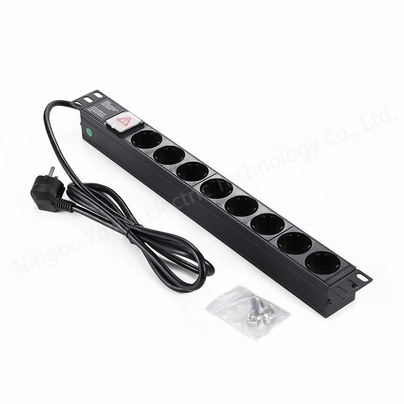 Black PDU 8 way Australian socket rack 16A power distribution unit server rack power distribution board European socket