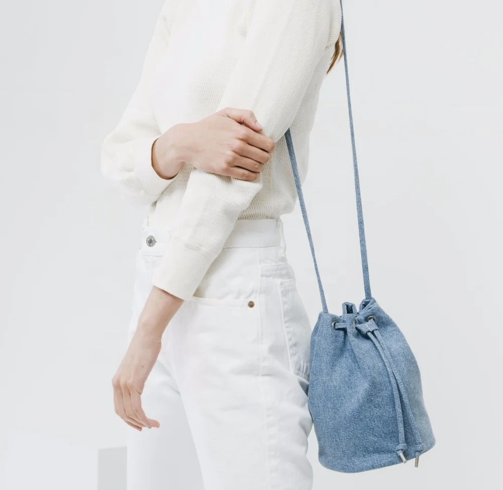 Wholesale Customization Christmas Gift Drawstring Bags Woman Small Denim Bags Mini Small Pouch Bag Korean Fashion String Clutch