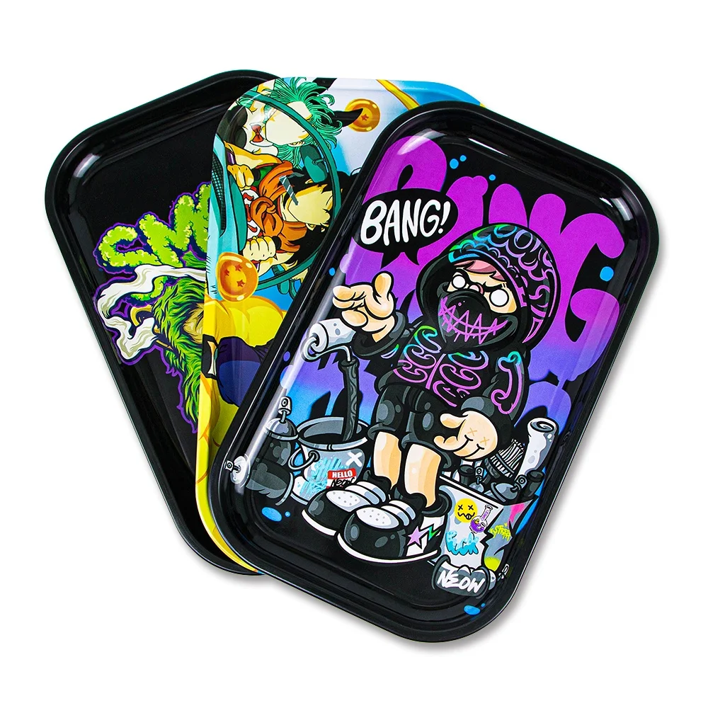BEYOU New Arrival 27*16cm Tinplate Rolling Tray Custom Pattern Metal Tin Rolling Trays