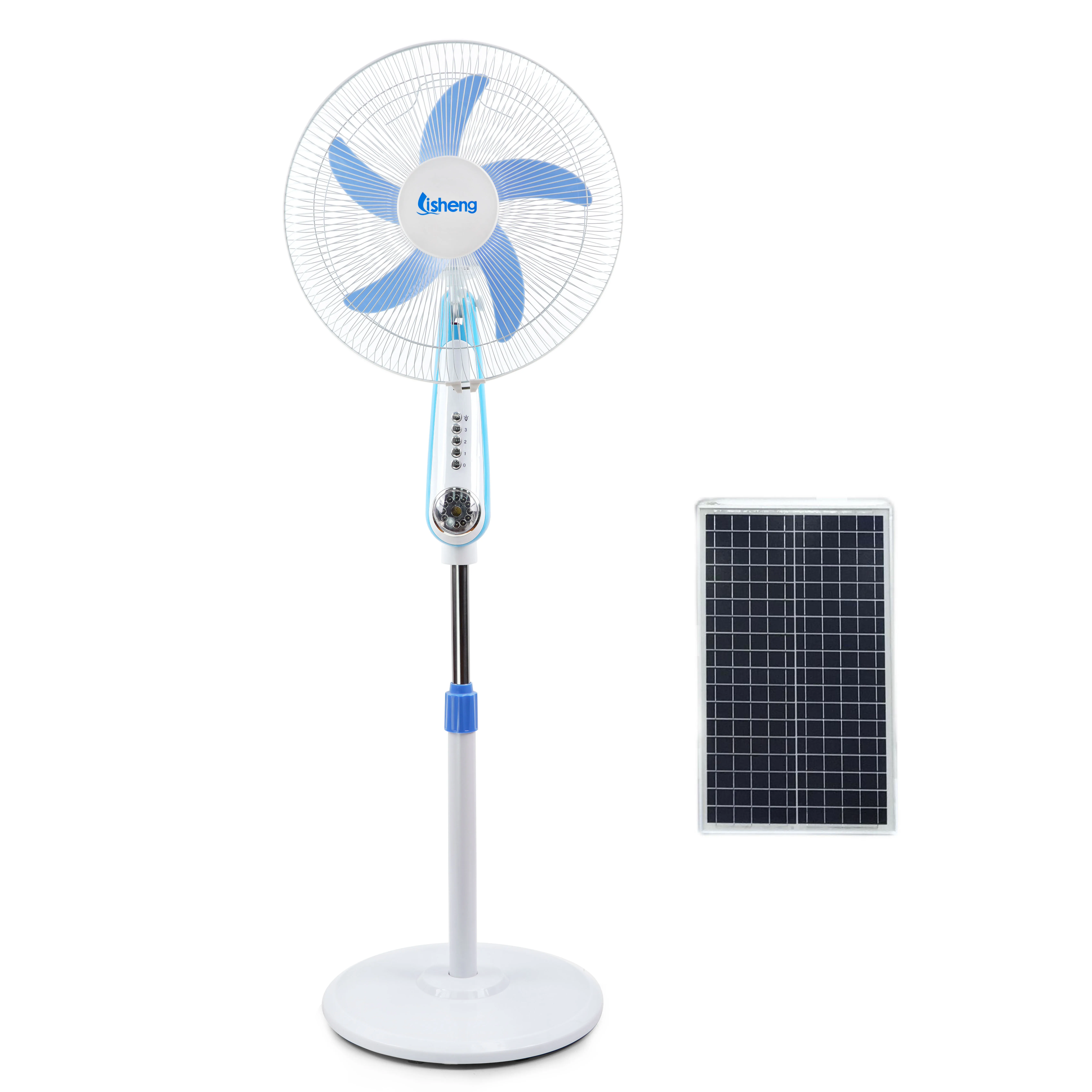 Solar fan 16 inch dc 12V motor stand fan ac/dc solar energy stand fan for home and outdoor with solar panel and adapter