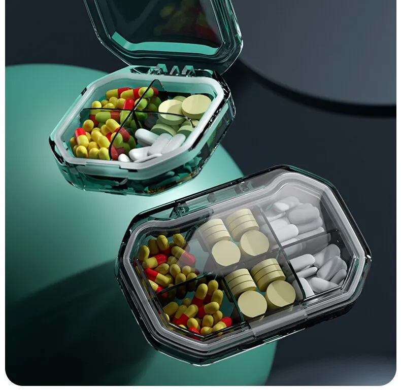 6 Grids Pill Storage Box Travel Medicines Storage Box Drug Separation Mini Portable Organizer Container With Seal Ring