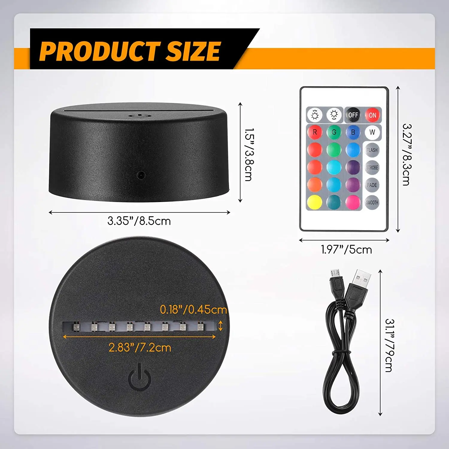 3D Signs illusion Night Lamp LED Lighting Base For Acrylic 16 colors touch control 3D LED Night Light Base Creative