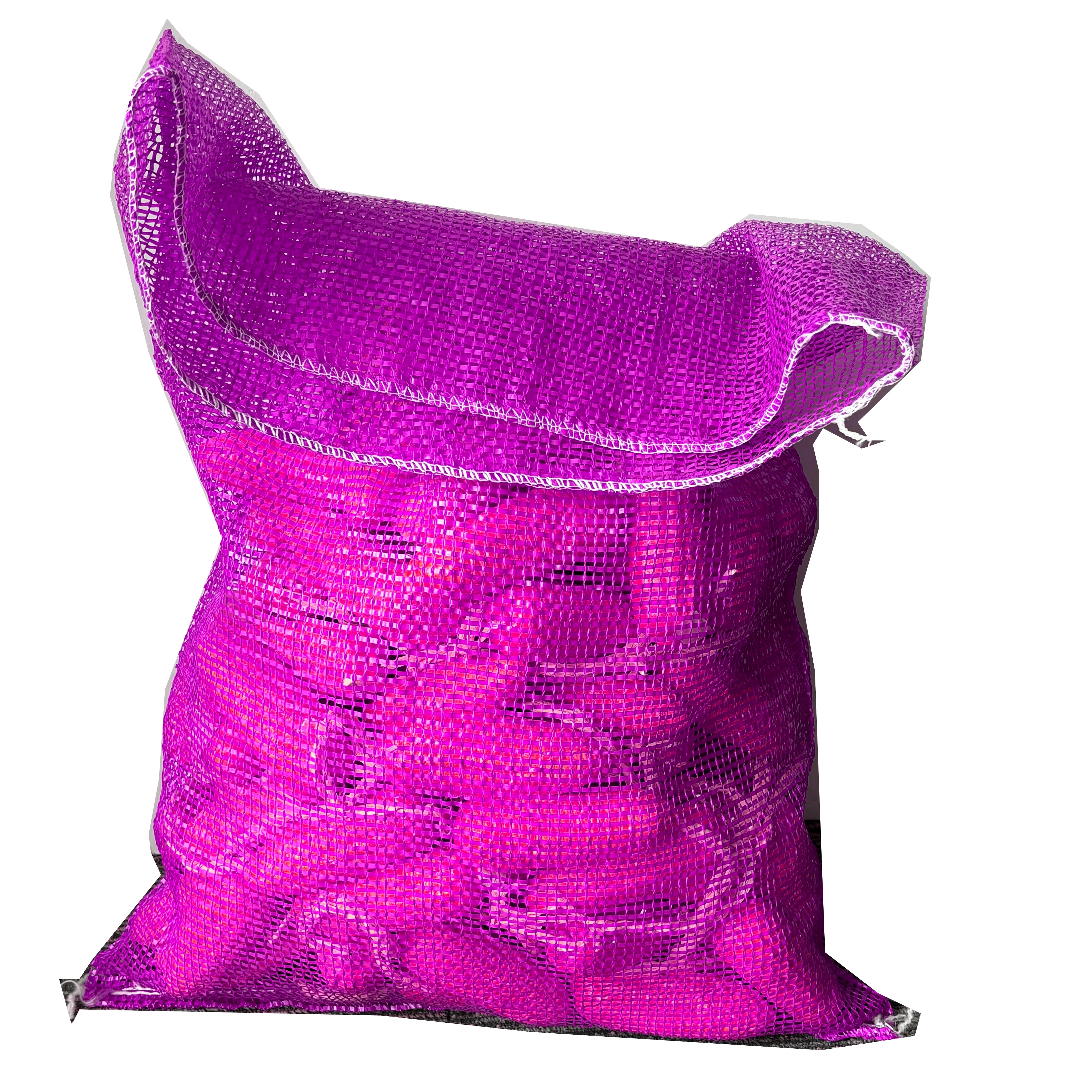 Export to Georgia 50kg PE plastic ginger potato garlic packing pouch PP leno mesh net bag for firewood eggplant