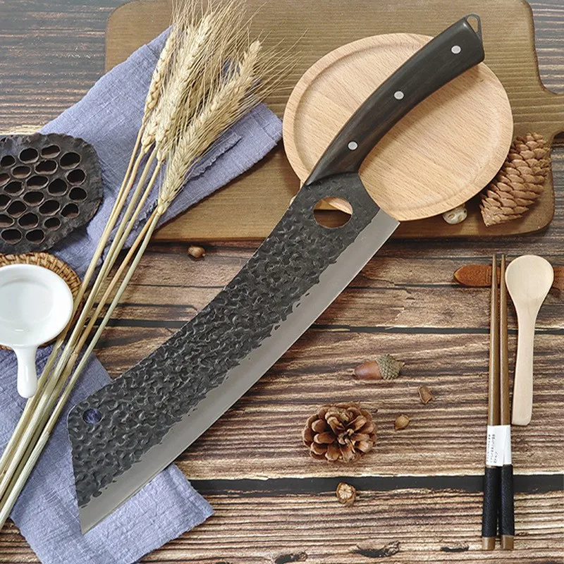 12.5 inch Skarde Slaughter Cutter Cutting Steel Meat Cleaver Knife Retro Butcher Knife Hand Forged Knife