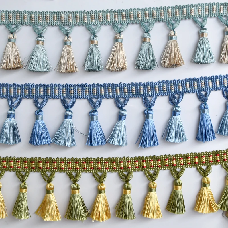 European-style full hanging curtain lace binding High Quality Decorative Fancy Oxford Beads Tassel Curtain Fringe Trims For Home