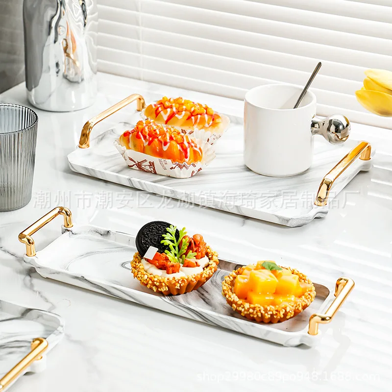 Tea Tray Light Luxury High-end 2023 New Cup Water Rectangular Home Beauty Salon Living Room Coffee Table