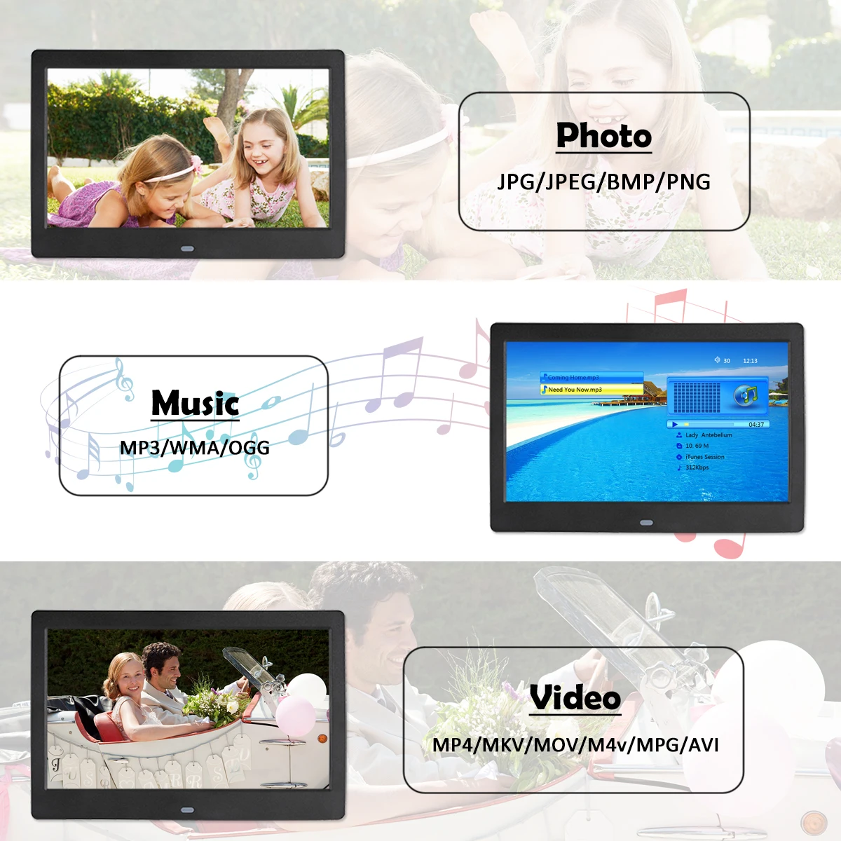 18.5 inch Digital Photo Frame with Motion Sensor 19 inch Advertising Player loop videos pictures via USB/SD card