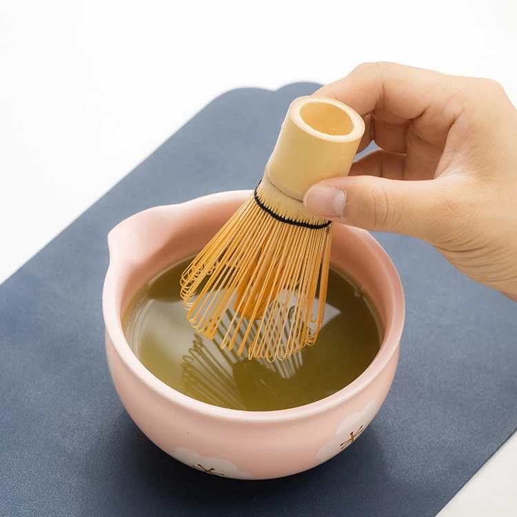 Ceremonial grade pink matcha whisk set professional 10 pieces matcha tools ceramic bowl glass cup tea towel and more