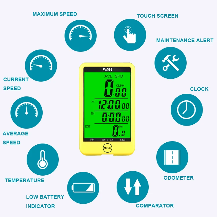 wholesale dropshipping SUNDING SD-576A Water Resistant Bicycle Speedometer Wired ComputerOdometer with LCD Backlight