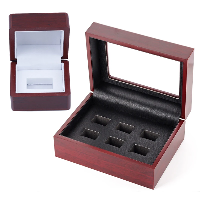 Wholesale custom luxury caja del anillo 1 2 3 4 5 6 slots painted championship wooden ring box