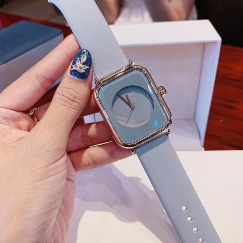 GUOU Silicone Band Square Ladies Fashion Watch Candy Dial No scale Watches Women Wrist Luxury Quartz Watch