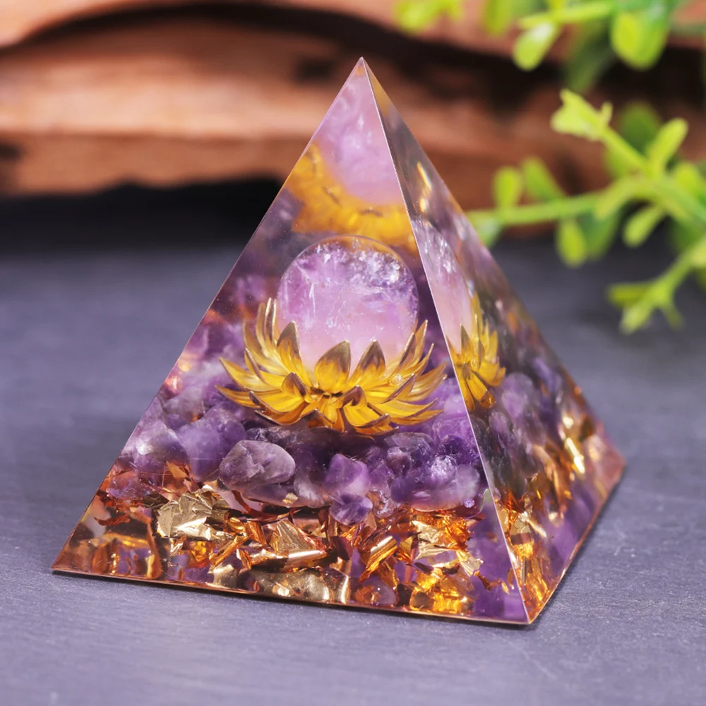 Reiki Energy Meditation Pyramid For Positive Energy With Quartz Healing Crystals Chakra Stones Emf Protection Orgone Pyramid