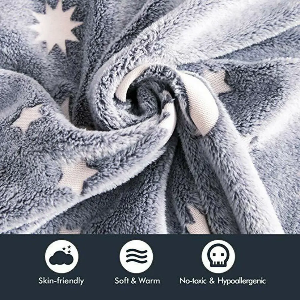 Factory Flannel Plush Throw Blanket Unicorn Blanket All Seasons Kids Pink Luminous Glow in The Dark Blanket