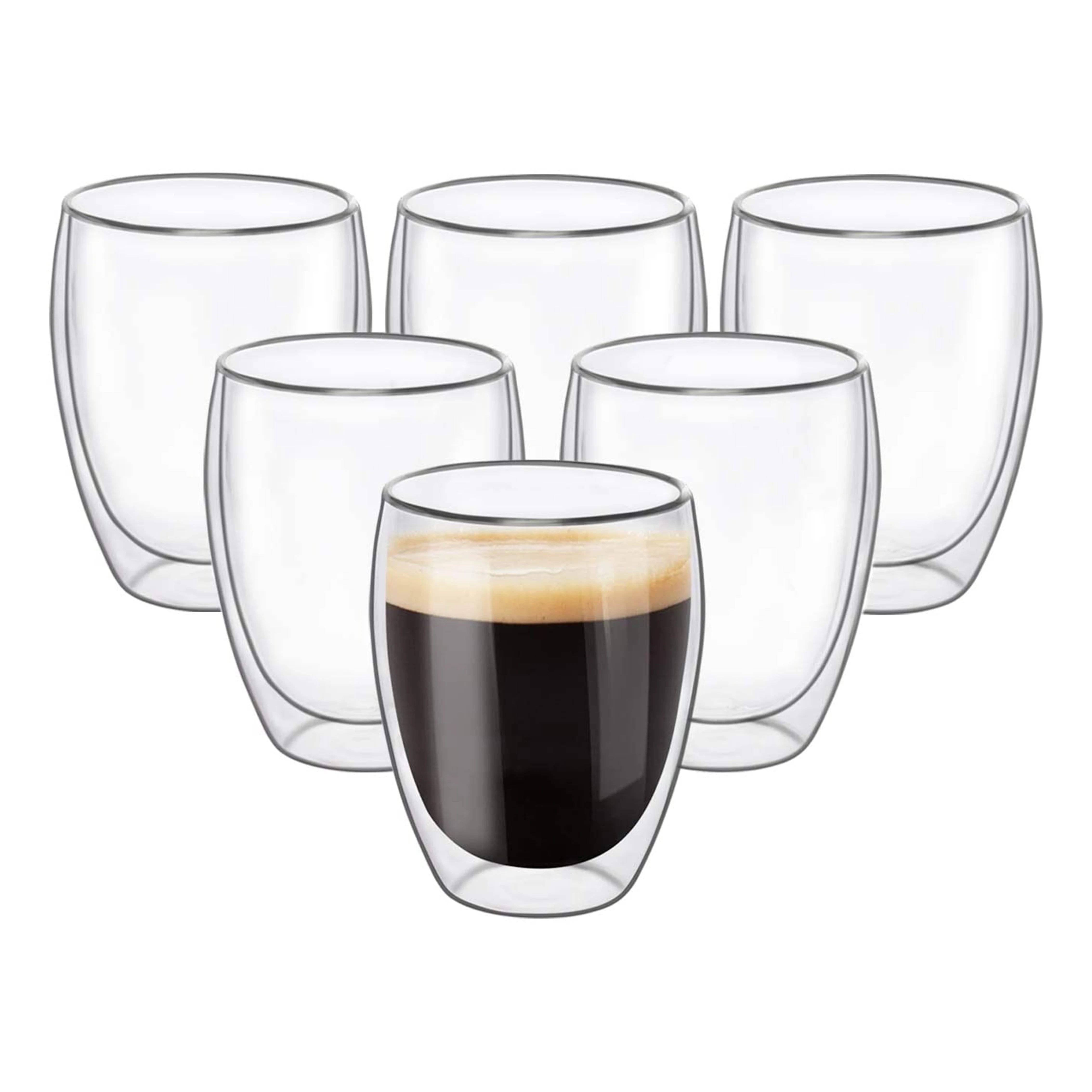 350ml Double Wall Insulated Thermal Cups Drinking Glasses Glass Coffee Mugs
