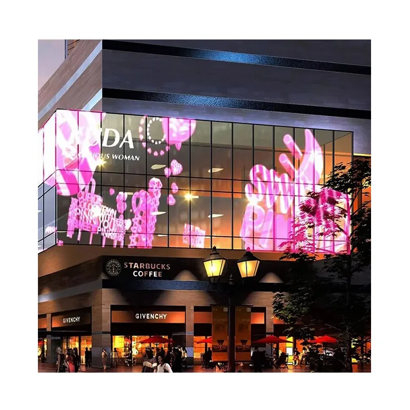 500*1000mm transparent grille screen pantallas transparente led flexible transparent led mesh screen display