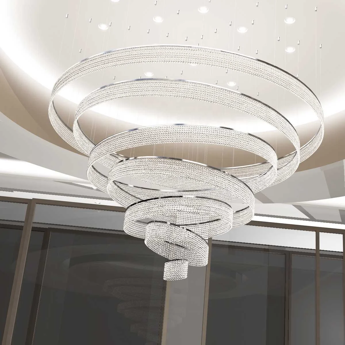 New arrival LED Spiral Crystal Chandelier Light Lustres de cristals for Living Room