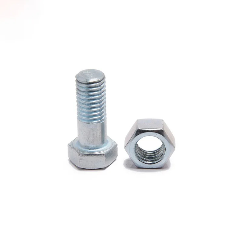 4.8 8.8 10.9 12.9 Grade M6 M7 M8 Blue and White Zinc Plated Carbon Steel Galvanized Heavy Hex Head Half Thread Bolts and Nut