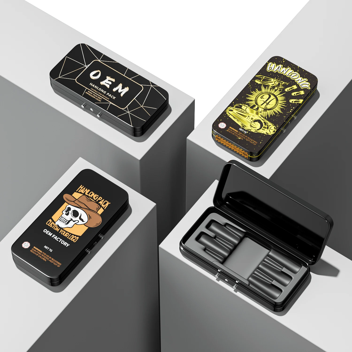 5 packs Airtight Smell Proof Container Child Proof Metal Tin Box With Insert For Gummies Candy Mint Pre Rolled Packaging