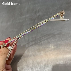 New fashion Original Design Women Frame Brand Sun Glasses Luxury Pearl Diamond Shades No lens For Party