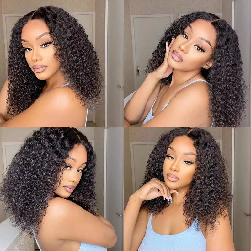 Transparent Lace Frontal Wig Afro Kinky Curly Short Bob Wigs Raw Indian Virgin Human Hair Hd Full Lace Front Wig For Black Women