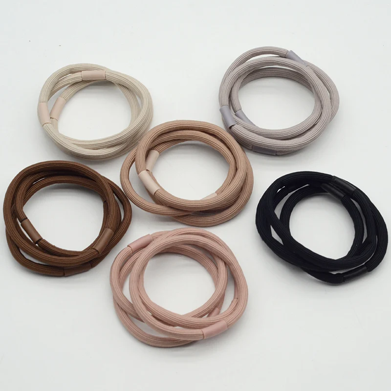 5mm Straight Strips Elastic Hair Ties With Leather Button For Girls Rubber Hair Bands Women Hair Scrunchie Ponytail Holder