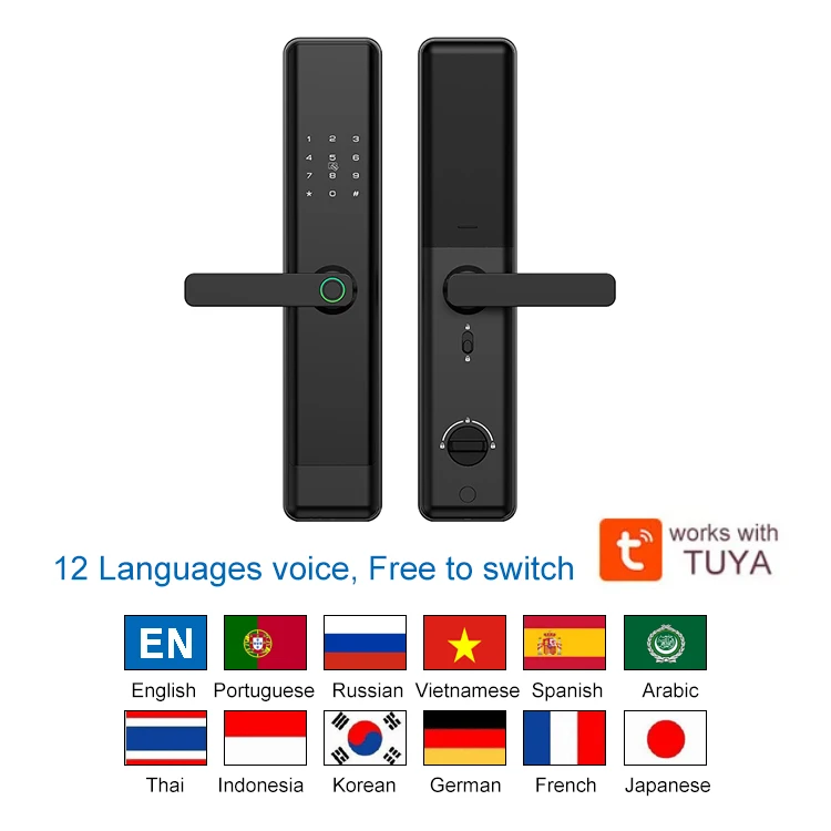 High Quality 6068 Mortise TuyaEnglish Portuguese Russian Vietnamese Spanish Arabic Thai Indonesian Voice smart door Lock