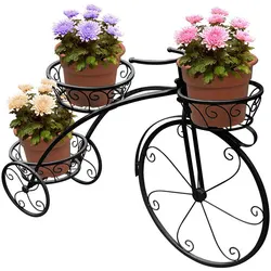 Garden Balcony Decoration Metal Flower Plant Pot Display Rack Bicycle Shape Flower Pot Stand