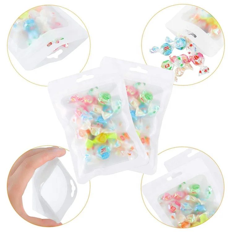 
17 Sizes Matte White Mylar Zipper Bags Aluminum Foil Food Storage Bags with Clear Window for Craft Jewelry Necklace Earrings Pac 