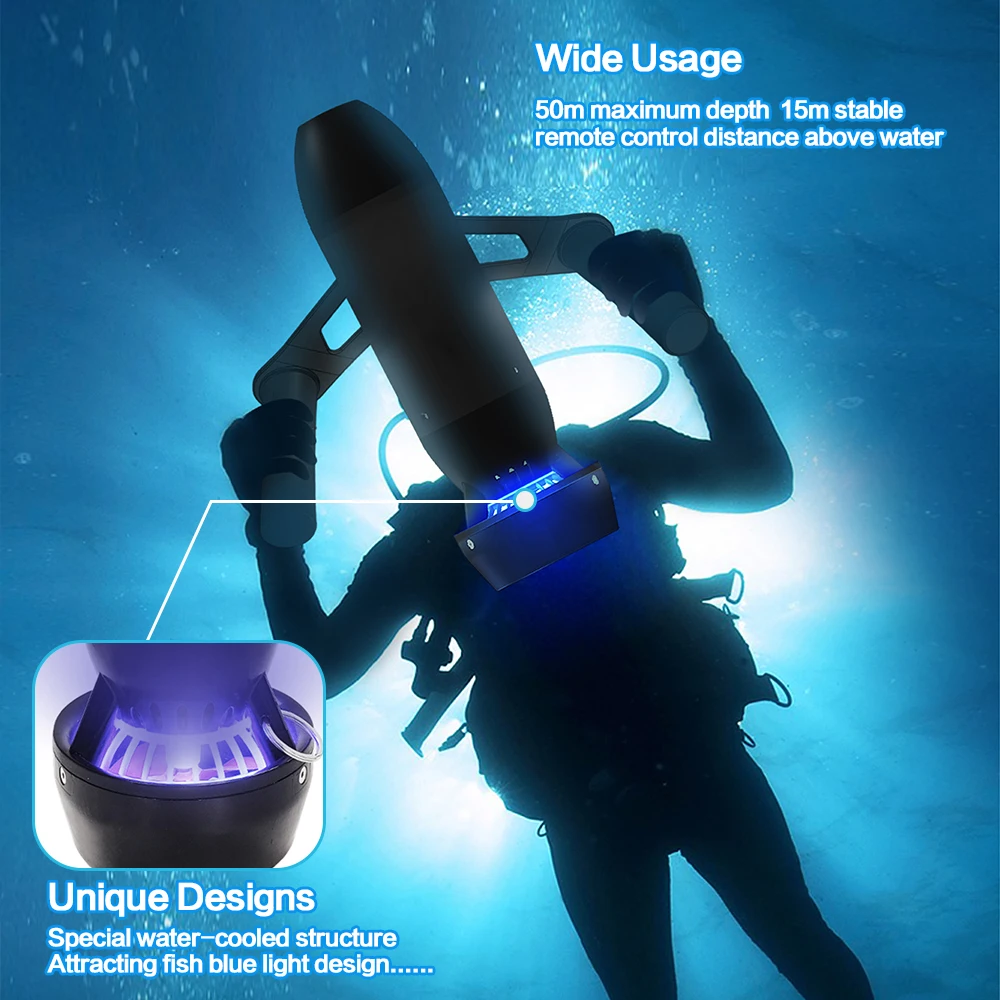 Dual-Use Underwater Scooter Sea Scooter Rechargeable Battery Scooter for SUP Diving Kayak