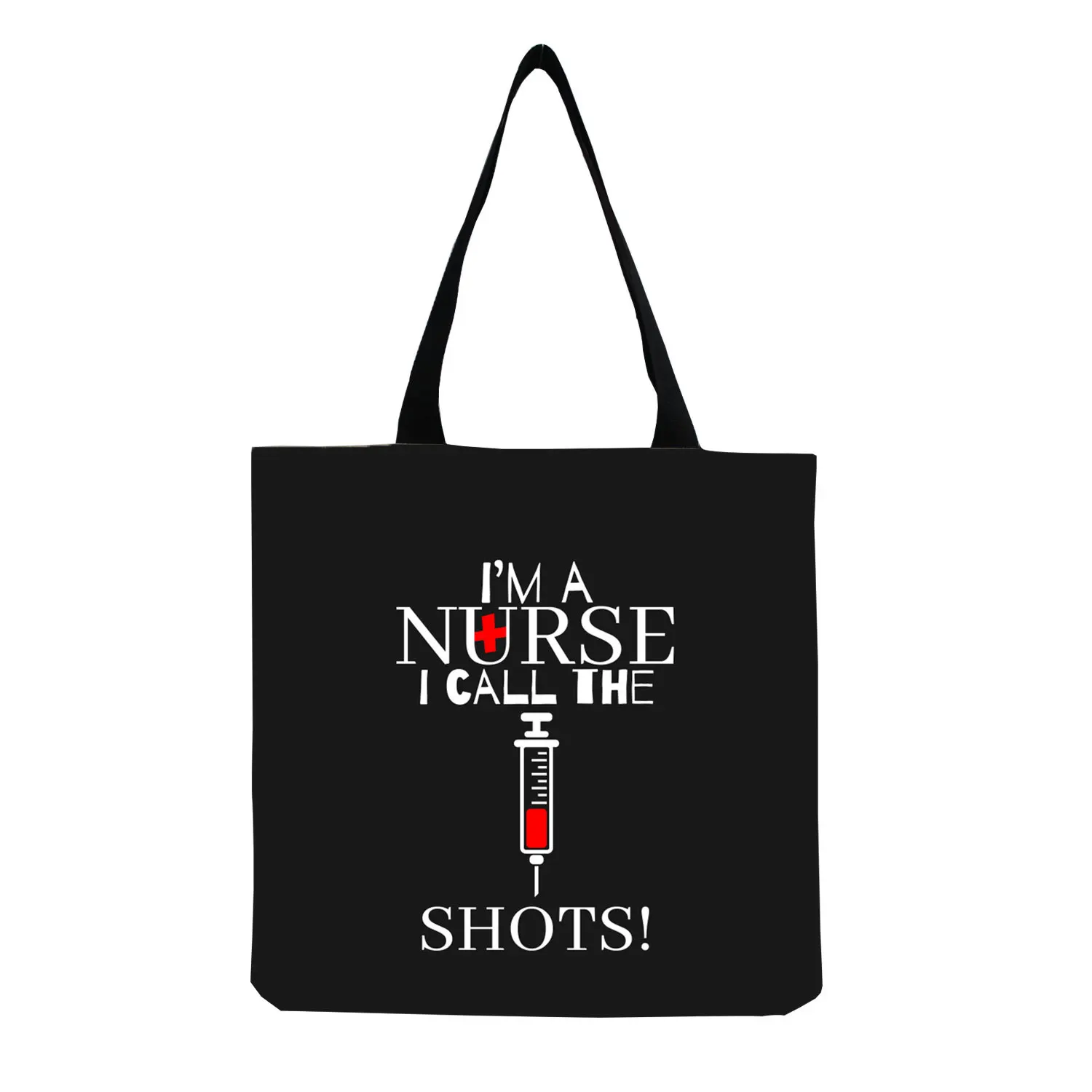 In Stock New Style Medical Print Portable Eco Friendly Black Cotton Canvas Dentist Nurse Tote Bag