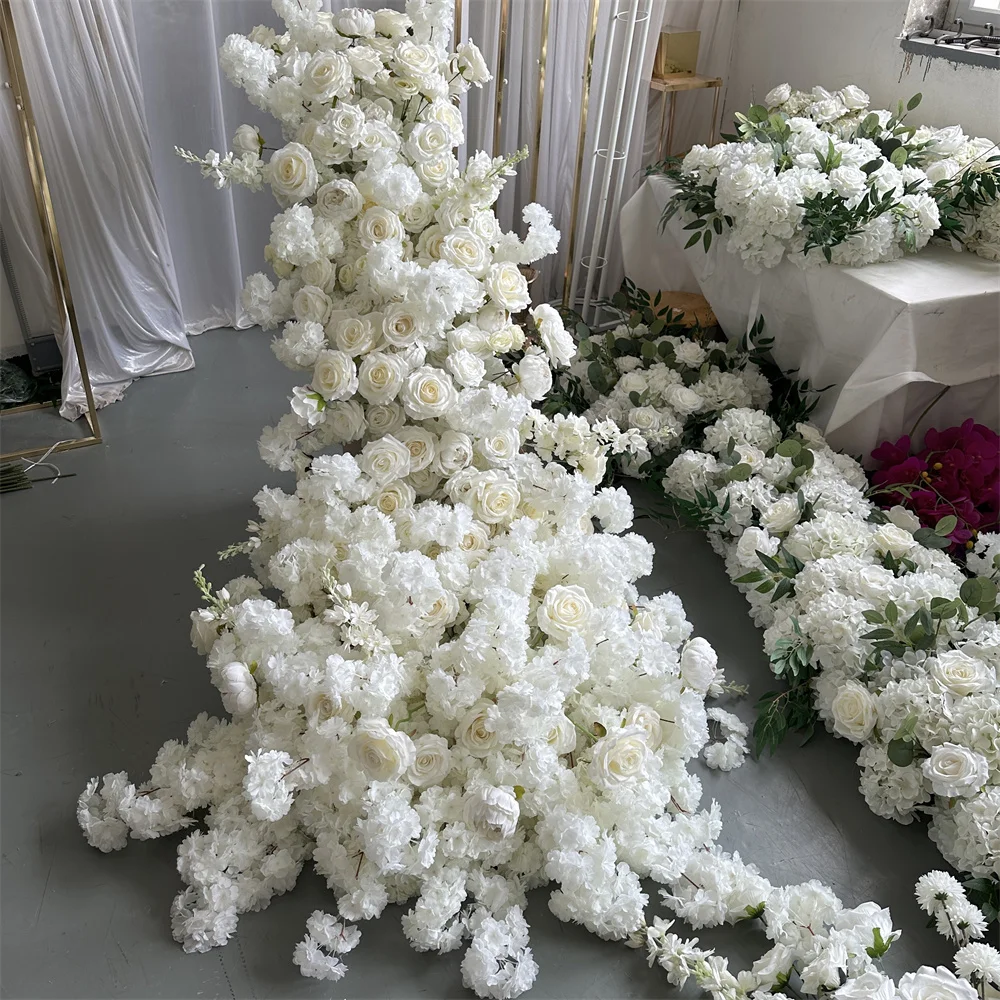 IFG Cherry Blossom and Rose Floral Trailing Silk Runners Arch-shaped Table Decor for Wedding Christmas Graduation Easter