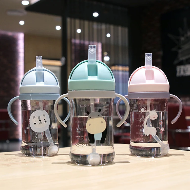 Hot baby drinking training sippy water bottle products bpa free plastic pp silicone babys water bottle wtih straw