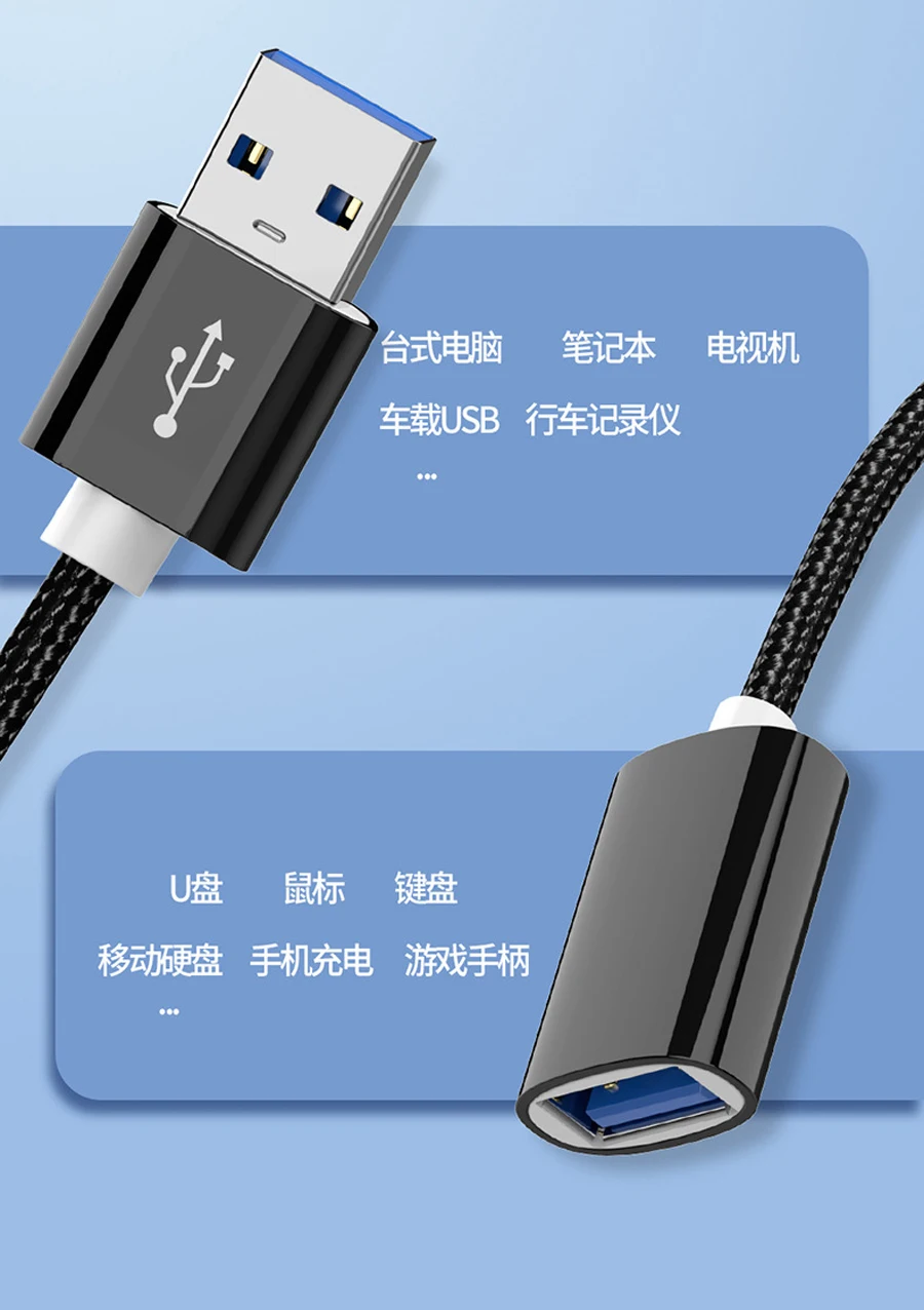 0.5m USB 2.0 3.0 extender cable USB A Male  to USB A female  extension data cord cable usb3.0 50cm
