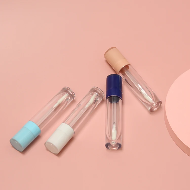Clear Free Sample Lip Gloss Tube with Brush Wand, Cylinder Shape Cheap Twist Fancy Empty Container Lip Gloss Tubes~