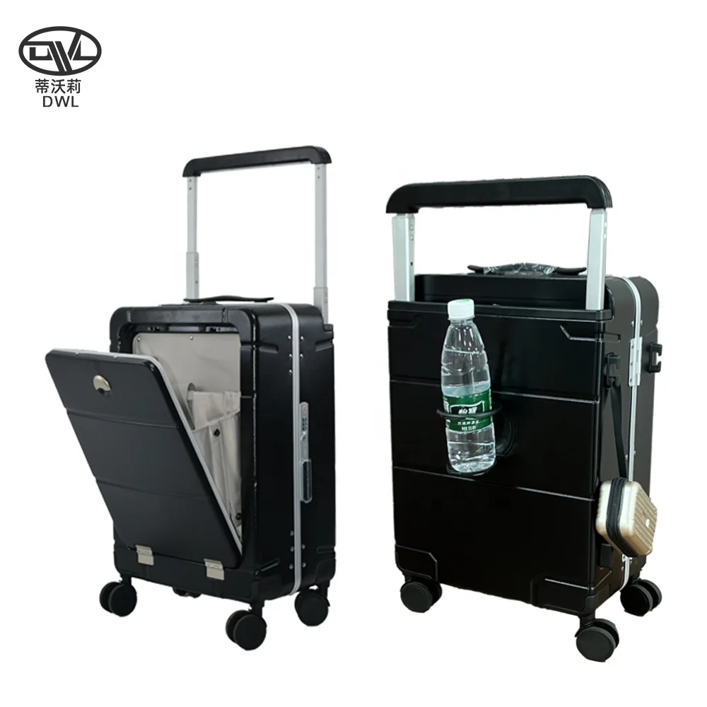 Spinner Wheels TSA Approved Champagne Silver with Front Compartment Pocket Hardside Carry On Suitcase
