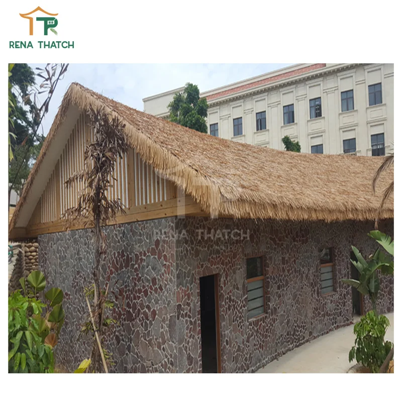 Fire resistant plastic straw thatch roof umbrella artificial palm reed thatch roof materials