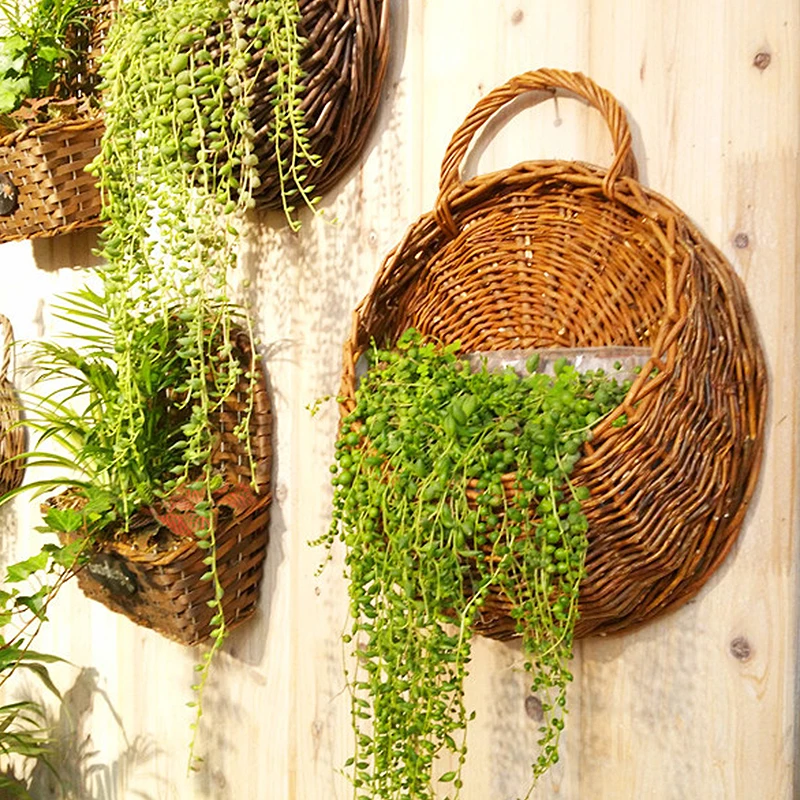 
Wholesale durable wicker rattan basket flower hanging flower girl baskets and planters for garden decoration 