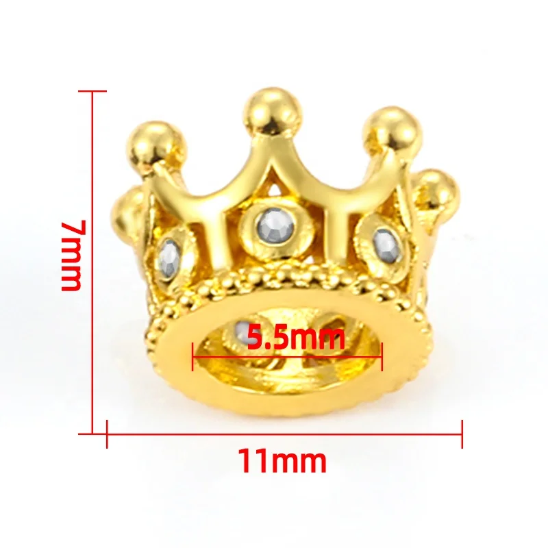 Wholesale Black CZ Crown Beads DIY Spacer Beads Fit Bracelet Jewelry Accessories For Jewelry Making
