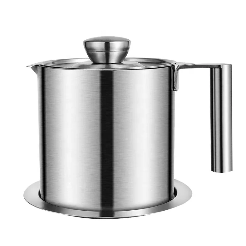 304 stainless steel filter oil pot with cover pig oil residue filter net oil storage tank for home use