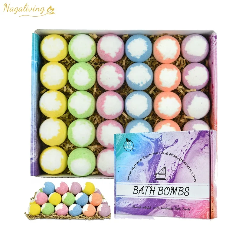 Top 10 supplier at Amazon Nagaliving luxury bathbombs yoni vegan organic kids bath bombs set  30pcs with surprise inside
