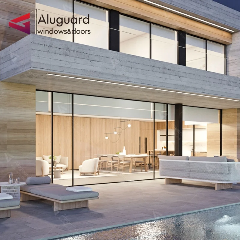 2023 latest design Villa house frameless slidng patio door modern hotel double glazed aluminum sliding door design