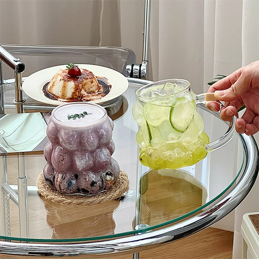 400ML Grape Shape Glass Heat Resistant Coffee Mug Teacup Transparent Breakfast Iced Juice Drink Cup Wine Beer Tumbler