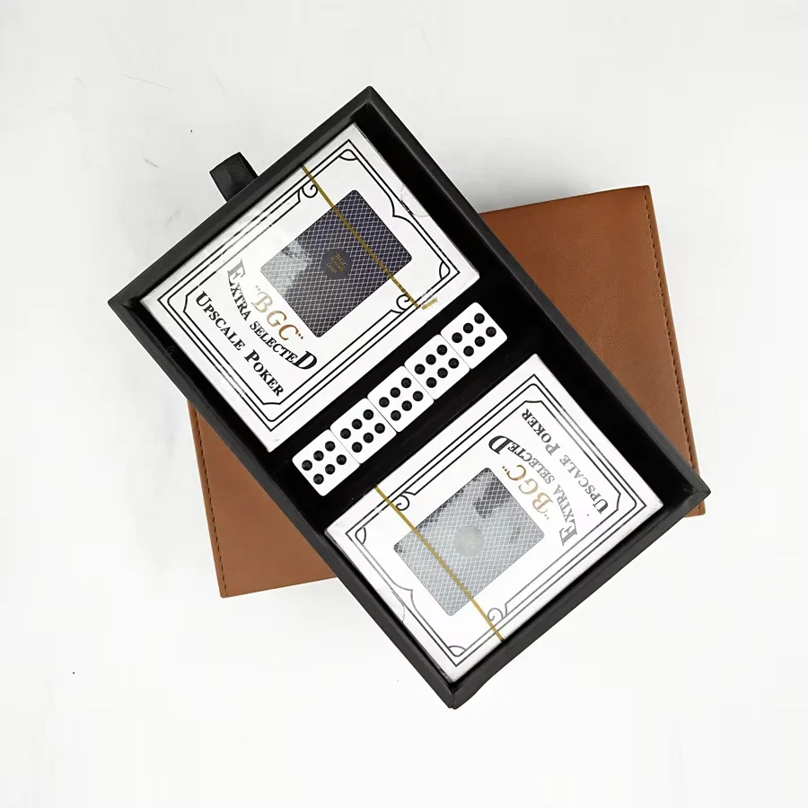 Customized Personalized  Pu Leather Poker Cards Tuck Box Playing Cards With Packaging Case