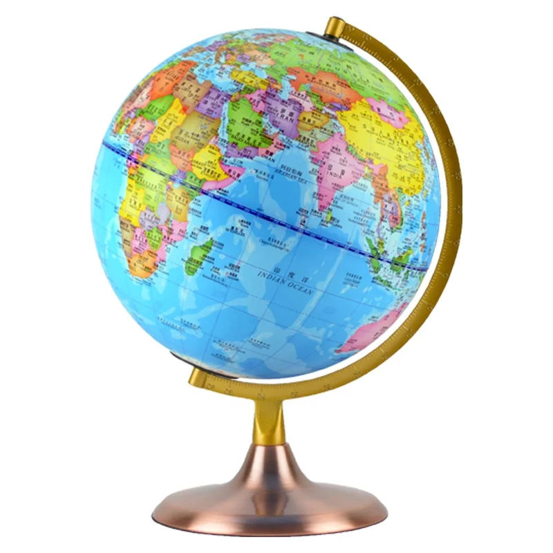 9 Inch Factory Directly Custom Design Plastic World Globe Science Education Earth Globe With Metal Base