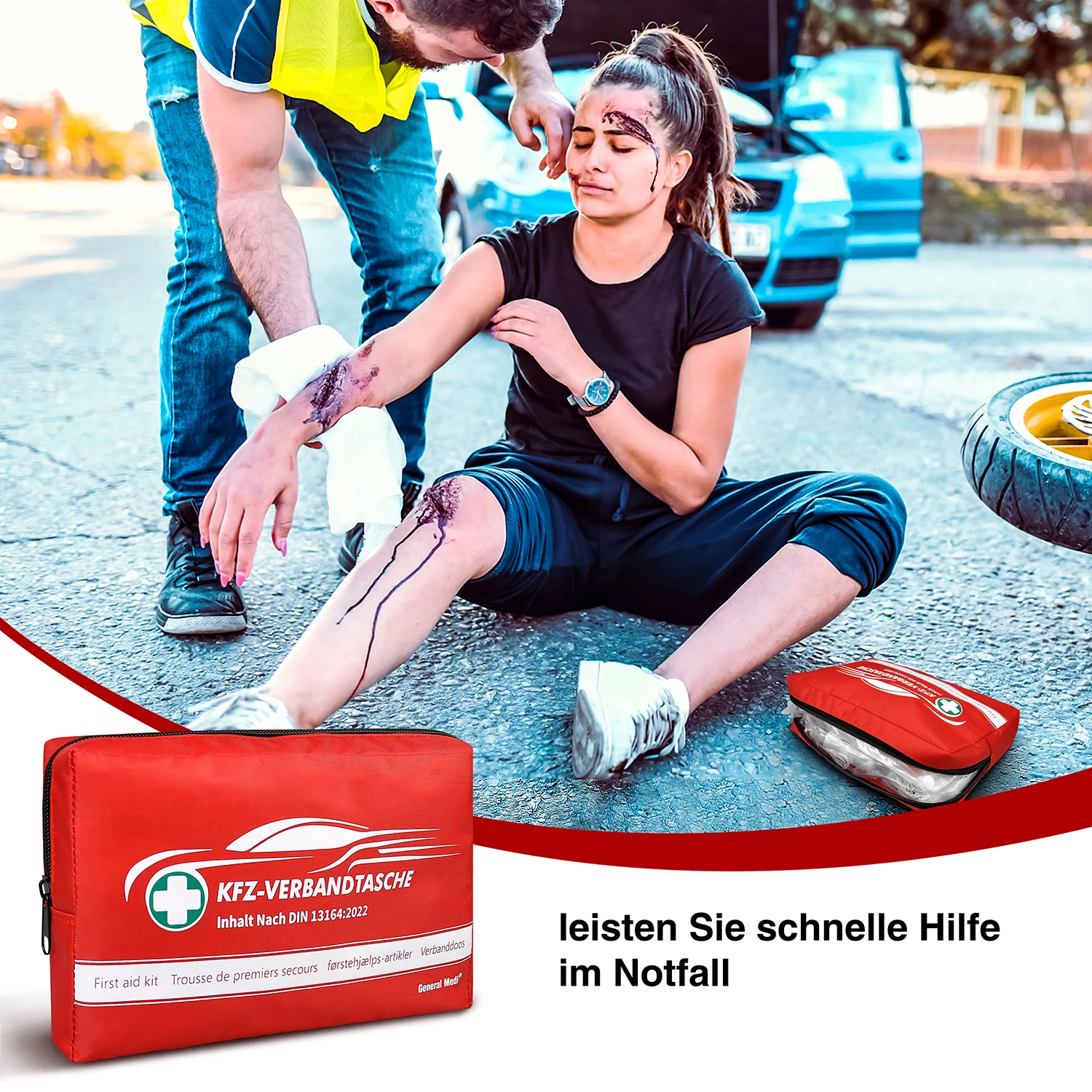 DIN13164  Car First Aid Kit Car Emergency Rescue Kit Wholesale Roadside Emergency Tool Kit