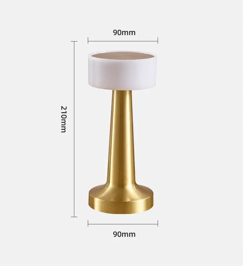 Hot Selling Modern Nordic Metal Gold LED Dining Table Lamp Round Shade Bedroom Bedside Lamps with Rechargeable Power Supply