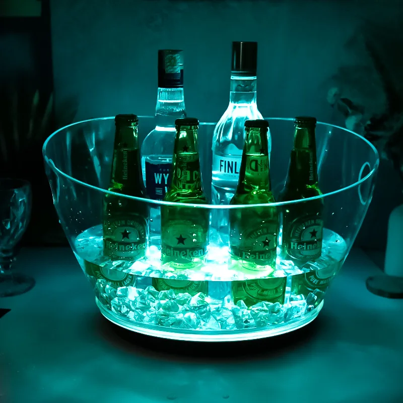 Home Bar Chilling Beer Champagne Wine Party Ice Bucket Acrylic Beverage Tub Colorful Gradient Ice Bucket