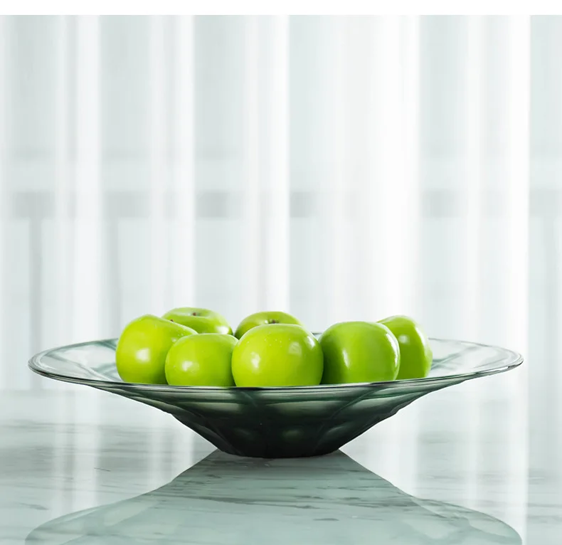 Nordic Compote Plate Reticulation Decorative Fruit Tray Green Accessories Glass Fruit Bowl